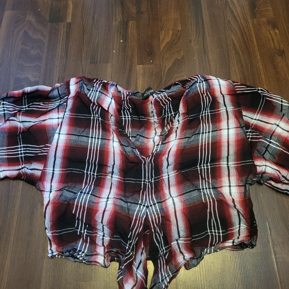 Plaid Red and Black Women's Top